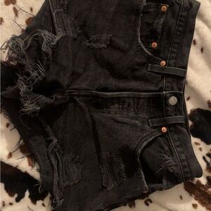 Levi's Black Distressed Jean Shorts